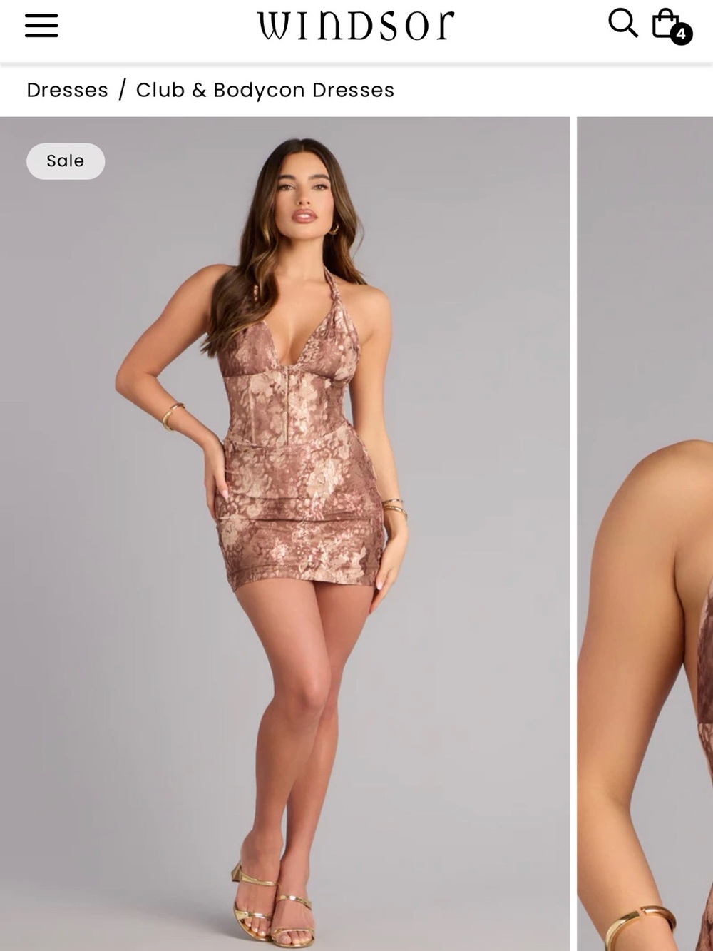 Windsor Rose Gold Floral Halter Mini Dress